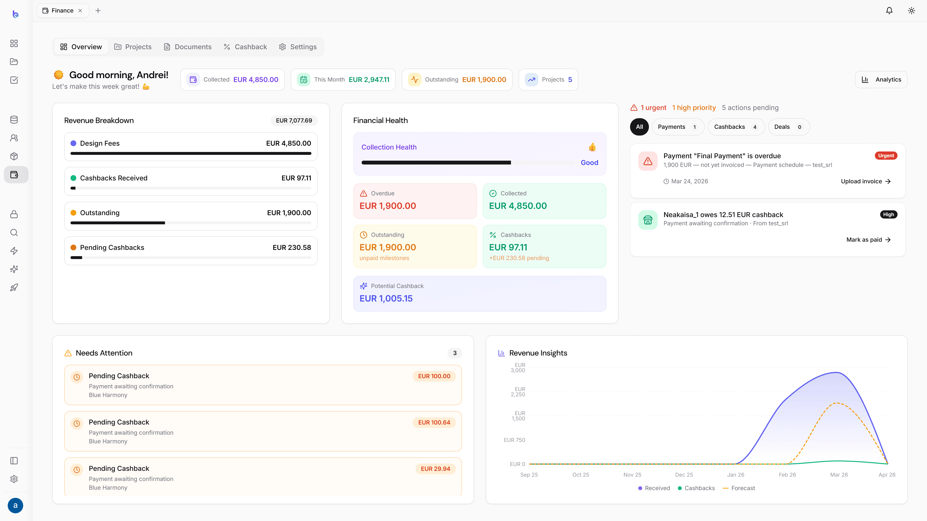 Track the money — Finance in light mode