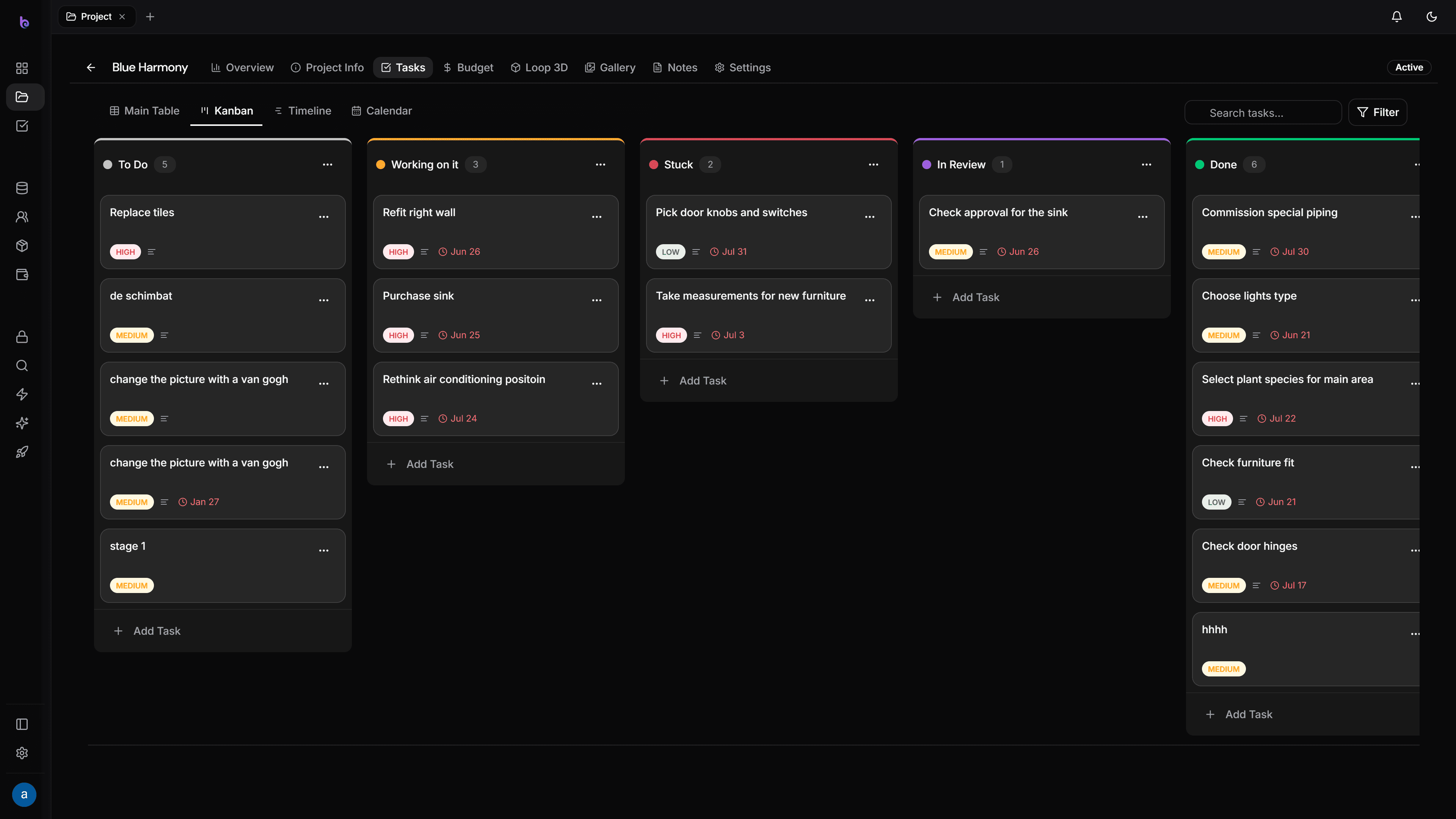 Kanban task board