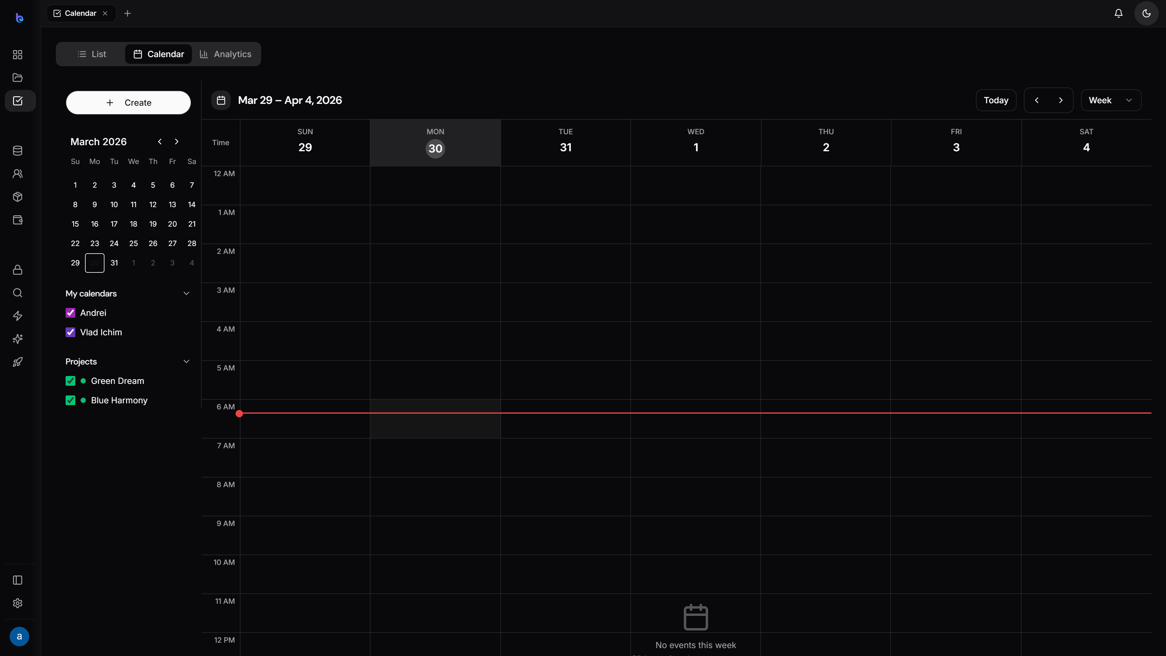 Calendar — dark